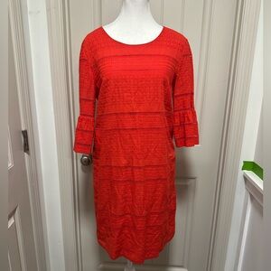 J. Crew Red Crochet-Style Shift Dress